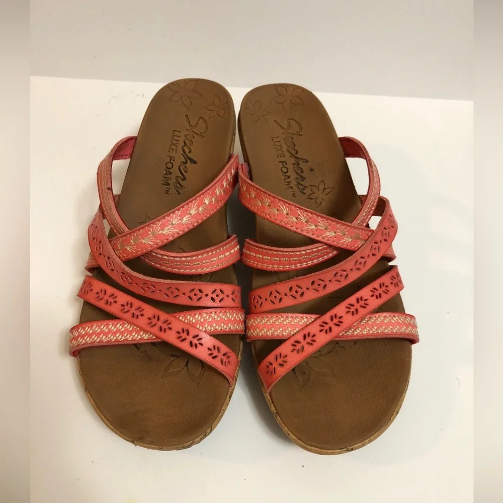 Women Shoes Skechers Beverlee Luxe Foam Wedge in Coral Size 7.5